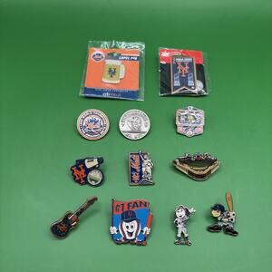 NEW YORK METS COLLECTIBLES LOT (12) PIN COLLECTION ALL EXTREMELY RARE